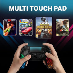 NITHO HEXAGON Wireless Gaming Controller for PS4, PS5 (with PS4 Games Only), PC, Android & iOS, Gamepad Joystick with 6-Axis Motion Sensor | RGB LED Lights | Vibration | Touchpad | Trigger Sets | Built-in Speaker