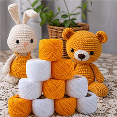 Crochet Cotton Thread Yarn Combo, 10 Rolls for Knitting, Crochet, Embroidery and Craft Making, Soft Decorative Thread for Handmade DIY Projects, Yellow & Green