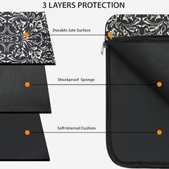 Tabelito Laptop Sleeve Bag 13" to 15.6 inch for Women Jute and Vegan Leather Office Everyday Handbags