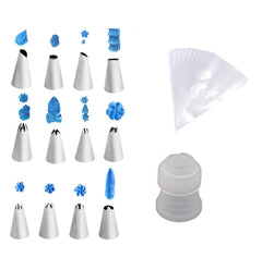 SYGA Set of Multiple Pattern Russian Nozzles Cake Nozzles Cake Decoration Pastry Nozzle with Coupler and 10 Icing Bag (Set of 12 Nozzles Set_1)