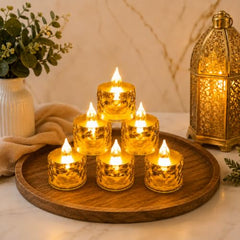 VEROFIVE Crystal LED Tea Light Candles, Pack of 12 – Diwali & Home Décor