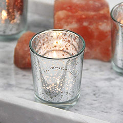 The Purple Tree Rose Gold Mercury Votive Tealight Candle Holders for Diwali and Christmas (Pack of 6) - Corporate Gifts, Home Decor, Decoration - Glass