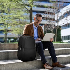 Safari Forge 34L Laptop Backpack, 3 compartments, Raincover, Antitheft pocket, Trolley Sleeve, Organizer, Bottle holder, Front pocket, College bag, school bag, Formal backpack, Color- Black
