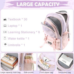 TS WITH TECHSUN College Laptop Backpack for Women & Teens with Zipper Pouch | School Bag for Girls 13-14 Years | 18 Inch Book Backpack | Travel School Bag, Tuition, Coaching (CAPYBARA - BROWN)