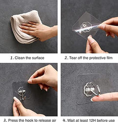 VARENYYA Hanging Hooks Without Drilling, Self Adhesive Hooks for Wall Heavy Duty Strong Nail Free, Kitchen Accessories Items (Hanging Hook, Transparent) Stainless Steel (Flower Hook, 10-pcs)