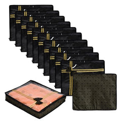 Kuber Industries Non-Woven Saree Storage Bag | Clothes Storage Bag | Wardrobe Storage Bag | Cloth Storage Organizer | Top Visible Window Saree Bag | Bow Golden Printed | 3 Inch | Pack of 6 | Maroon