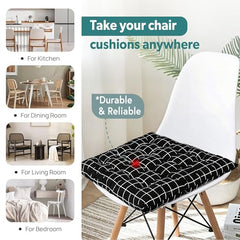 Kuber Industries 2 Pcs Cotton 16x16 Inch Chair Cushion for Sitting | Chairs Cushion For Home, Office, Dining Chair, Car, Meditation | Back Rest Support Chair Cushion with Ties | Plain - Cream