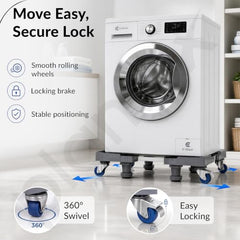 Plantex Washing Machine Stand/Adjustable Fridge Trolley with Lockable Wheel