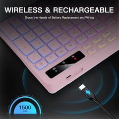 Soueto Wireless Keyboard with RGB Backlit, Phone Holder for Mac/PC, Black