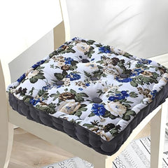 Kuber Industries Square Chair Pad|Comfortable Flower Design Seat Cushion|Soft Cotton Pillow Filler for Seating,Meditation,Yoga,Living Room (White)