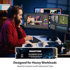 Gigastone 【NAS Certified】 High Endurance M.2 SSD 2TB (2-Pack) for Data Cache and Fast Boot, NVMe PCIe Gen3 Up to 2600MB/s, TLC Flash with SLC Caching, 24/7 Reliable for Gaming/PC/NAS, 5-Year Warranty