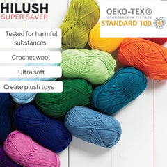 HILUSH Supersaver,Poly Yarn Supersoft Hand Knitting Wool Ball,(1 Ball/100 Gram Each)Ball Suitable For Craft,Crochet,Amigurumi,Embroidery,Toys,Garments,Flowers And Hobby Projects,2 Fine,Shade No(Black)