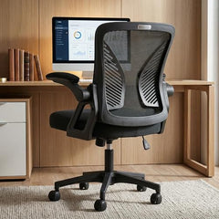 DROGO Comfortwing Premium Ergonomic Office Chair for Work from Home, High Back Computer Chair with Breathable Mesh, Armrest, Adjustable Seat, Rocking & Winged Back | Mesh Chair for Office (White/Blue)