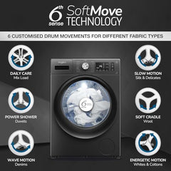 Whirlpool Smart Choice 9 Kg Steam Wash Technology 5 Star Inverter Front Load Fully Automatic Washing Machine with In-Built Heater (SUPREME CARE 9014-E, Midnight Grey, 100+ Tough Stains, 1400 RPM)