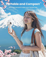 Gaiatop Portable Hand Fan with Makeup Mirror, Cute Camera Design, 3 Speed USB Rechargeable Mini Fan with LED Display, Multifunctional Neck Fan for Camping Travel Outdoor (Red)