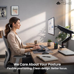 ARTIKEL Armour Monitor Stand for Desk Mount Adjustable Gas Spring Assisted vesa Monitor arm for Table with Full Motion arm with C Clamp Grommet Mounting Base Computer Monitor Stand Upto 40 inches