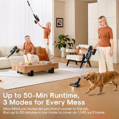 Eureka ReactiClean 200W Lightweight Cordless Stick Vacuum, NEC410BK | 5.5 lbs Lightweight, Detachable Battery, Up to 50-Min Runtime, Tangle-Resistant Brush, For Pet Hair, Hardwood, Carpet, Stairs