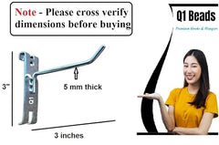 Q1 Beads 12 Pcs 4 inch Stainless Steel Gridwall Panel/Mesh/Jali/Grid Display Hook Hanger for Showroom, Mobile Shops,Supermarket Hanging in Garment & Grocery Shops etc.(Chrome) (4 inches)