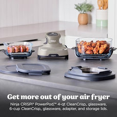 Ninja Crispi 1700W CleanCrisp Glass Air Fryer | 1.4L & 3.8L containers, Microwave, Freezer and PFAS Safe, Non-Toxic Glass Portable Cooking System with 2 year Warranty