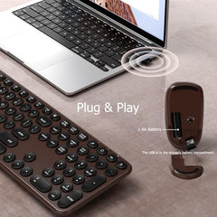 COVEVA Wireless Keyboard and Mouse Combo, 2.4GHz Wireless (Khaki)