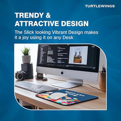 TURTLEWINGS | Mousepad | Inspirational Quote Mousepad – 22x18 cm, 3mm Thick | Abstract Design Non-Slip Rubber Base | Office, Study & Gaming Use | Premium Smooth Surface 3