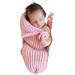 MOMISY Little Rose Bud Cocoon Baby Photography Prop Cute Babies SpiralSleeping Bag (Pink)-Acrylic Wool, 0 to 3 Months