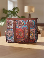 ZOUK Office Bag | Stylish Bags for Office Use | Laptop Bag 15.6 inch | Stylish Tote for Office Use | Purse for Women | Vegan Leather Handbag | Daily & Travel Use | Multicolor Mandala Print