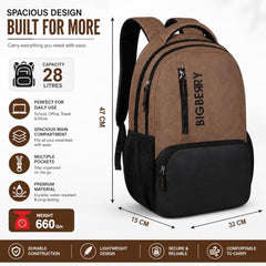 BIGBERRY Rodeo 2.0 Leatherite Faux Leather Laptop Backpack for Men & Women | Water Resistant 2 Compartment Casual Daypack | 15.6 Inch Laptop Bag for Office, College, Travel & Daily Use, Navy Blue