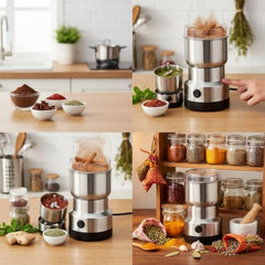Electric Mini Mixer Grinder Machine Stainless Steel, Coffee Bean Grinder & Masala Chopper With Blade, Push Button, Corded Mini Blender for Spices, Herbs, Nuts, Grains and Kitchen Use