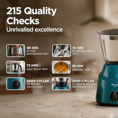 Preethi Prime Stainless Steel Mixer Grinder for Kitchen, 750 Watt, Green