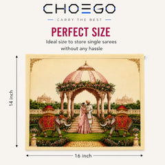 Choego New Season Wedding Print Saree Cover Pack of 12 | Zip closure, Doli Print Reusable storage bags, Ideal for bridal designer sarees, Wardrobe organizer, One side transparent