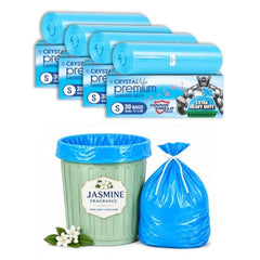 Crystal Scented Garbage Bags Black, Medium 19x22 Inches, 120 Bags | Jasmine Scented, 30 Pcs/Roll x 4, Tie-String, Wet & Dry Waste