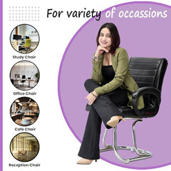 RATISON Special Director Principal Manager Office Visitor with arm Rest with Double Pipe Frame and Cushioned seat Back (2, Black, Double Pipe Frame)