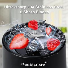 Juicer for Home ^ Lacossi Juicer Mixer Grinder with 1500mAh Battery, 6 Blades 3Gears Fast Blending, 2-Jar Capacity (400ml*2) | 40 Watts Bullet Rechargeable Portable Personal Juicer