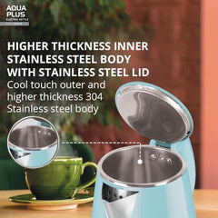 Havells Electric Kettle Altro 1250 Watts 1.5 liters, Double Layered Cool Touch Outer Body | 304 Rust Resistant SS Inner Body with Auto Shut Off | Wider Mouth | 2 Yr Manufacturer Warranty (Black)