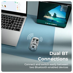Zebronics Sheer Pro Wireless Mouse, Translucent Design, Up to 1600 DPI, Dual Mode 2.4GHz + BT, 4 Buttons, Type-C Rechargeable, Silent Clicks, USB Nano Receiver, Ergonomic Design (Blue)