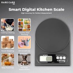 RARECARE Kitchen Weight Machine For Home | Electronic Weighing Machine for Food | Tare Function 1 Year Warranty | Dual Weight Setting | Weighing Scale For Kitchen | Model - Ounce, Black