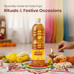 Om Shanthi POOJA MADE PURE Cycle Pure Om Shanthi Puja Oil, Blend Of 5 Puja Oils With Jasmine Fragrance for Daily Puja, Festivals - Pack Of 2 (1 litre per Pack)