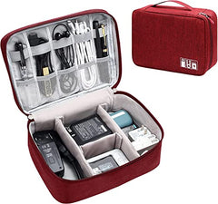 House of Quirk Electronics Accessories Organizer Bag, Universal Carry Travel Gadget Bag for Cables, Plug and More, Perfect Size Fits for Pad Phone Charger Hard Disk (Sky Blue)