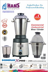 HANS Dominar X Pro 2500 Watts 3.5 HP Commercial Mixer Grinder With 3 Jar Heavy Duty Black Grey