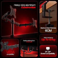 HIFFIN MS16 Monitor Stand, Gas Spring Single Monitor Arm for 32 Inch Screens, 2–10 kg Load Capacity, VESA 75x75 & 100x100 mm, Adjustable Monitor Desk Mount