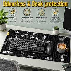 Ant Esports Pyramid Mouse Pad Gaming Mouse Pad Extended Mouse Mat (35.4*15.74*2mm) for Mouse Keyboard with Stitched Edges Waterproof Non-Slip Base Mousepads for Office Home Shop Gaming Extra Large