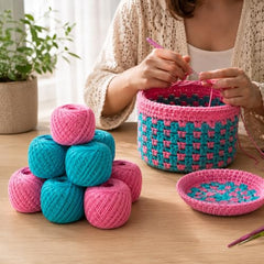 Crochet Cotton Thread Yarn Combo, 10 Rolls for Knitting, Crochet, Embroidery and Craft Making, Soft Decorative Thread for Handmade DIY Projects, Yellow & Green