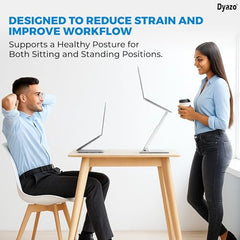 Dyazo 360° Rotating Laptop Stand Holder | Height Adjustable & Foldable Riser for 10-15.6 Inch Laptop | Anti Slip Pads with Heat Vent | Compatible for MacBook, Dell, HP, Lenovo & Other Notebook- Silver