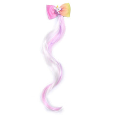 SYGA Children's Cute Cartoon Pony Unicorn Bow Hair Extensions For Girls three colors Hairpin Wig Headdress Colorful Wig(Multi-05)