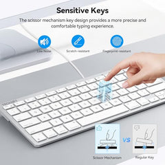 TECKNET Wired Keyboard for MacOS Devices with Dual Interface, Slim Mac Keyboard, Comfortable Ergonomic Typing Angle & Stable Connection for PC/Laptop, Compatible with MacBook, iMac, Mac mini/Pro
