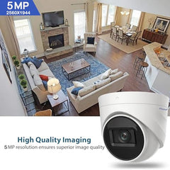PRAMA PT-HTD70FOE-LPFS 2MP Ranginview Audio Fixed Turret Dome Camera, Built-in Microphone,1920 × 1080 Resolution, up to 20 Meters of IR Distance and 20 Meters of White Light Distance.
