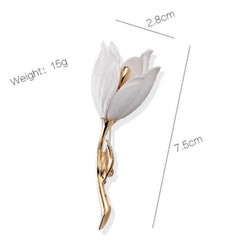 SYGA Set of 1 Women's Tulip and Flower Retro Brooch(White)