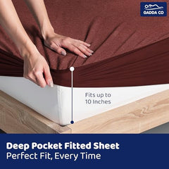 GADDA CO 100% Waterproof Premium Cotton Feel Mattress Protector King Size 78x72 Inch|Ultra Soft Breathable & Fitted Bed Protector Terry Cover Double Bed (6.5x6 feet, Fits 10 Inches, Grey)