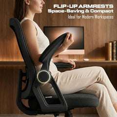 DROGO Comfortwing Premium Ergonomic Office Chair for Work from Home, High Back Computer Chair with Breathable Mesh, Armrest, Adjustable Seat, Rocking & Winged Back | Mesh Chair for Office (White/Blue)